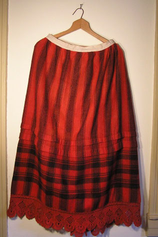 Late 19th C Lady's Red Wool Petticoat