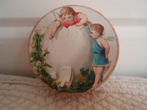 Old German Trinket Box with Cherubs and Egg