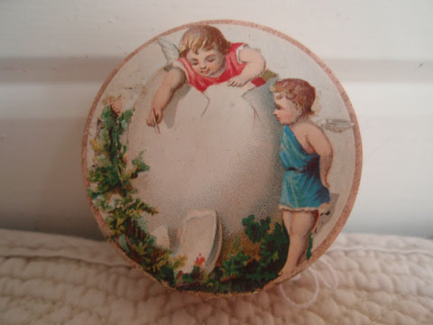 Old German Trinket Box with Cherubs and Egg